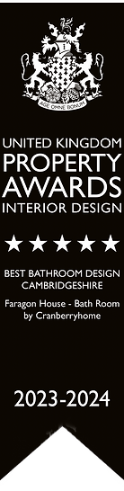 International Property Awards 2023 badge for 5-star bathroom design