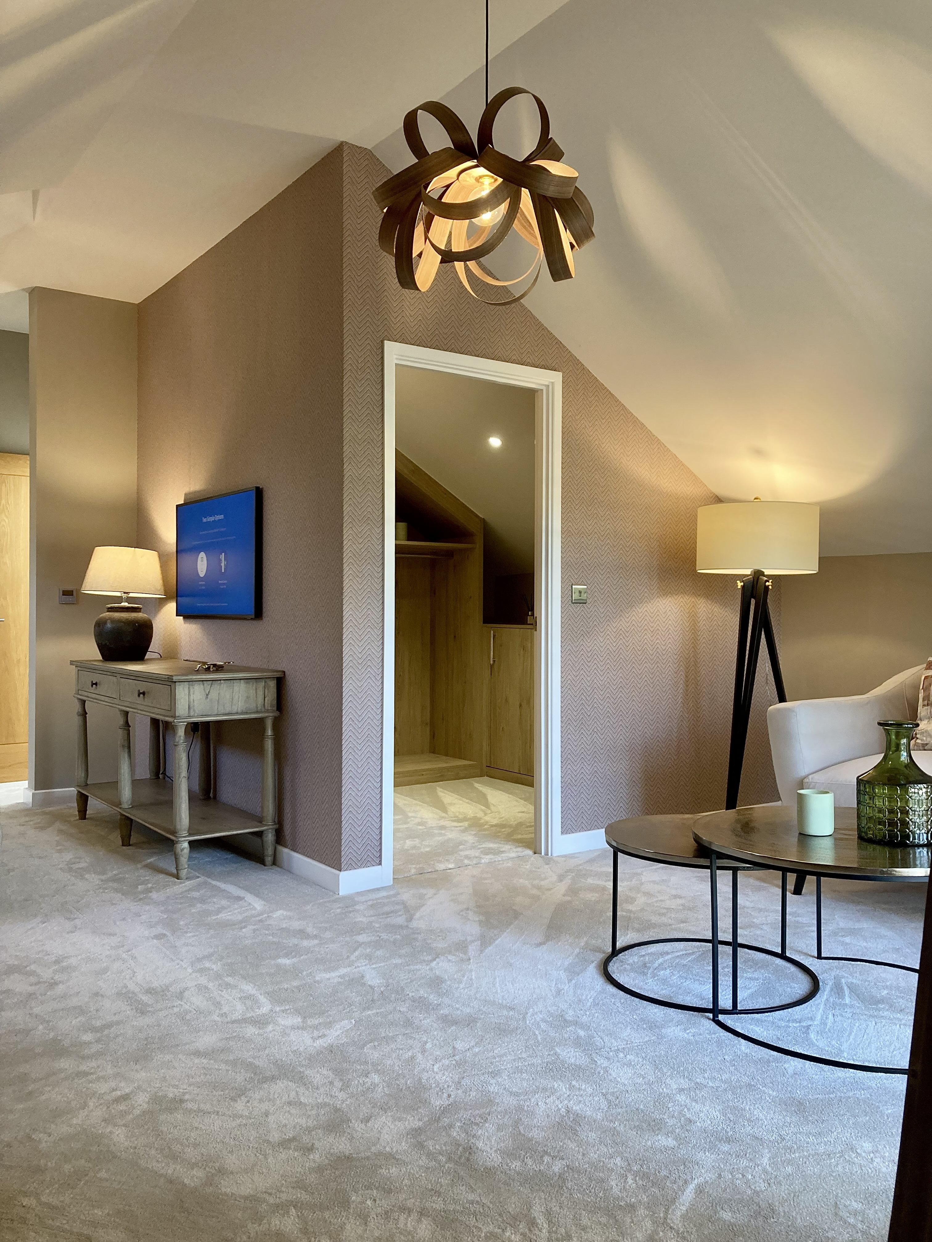 Arte textured wallpaper in a modern renaissance palette — linen, suede and metallic finishes